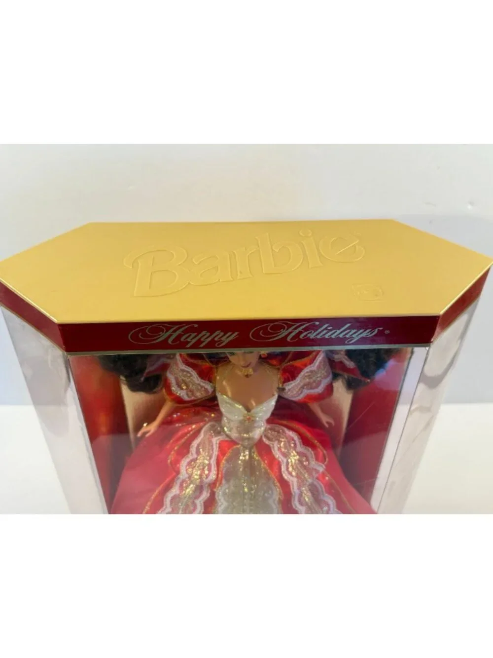Vintage 1997 Christmas Barbie Happy Holidays Red Lace Dress Unopened NEW